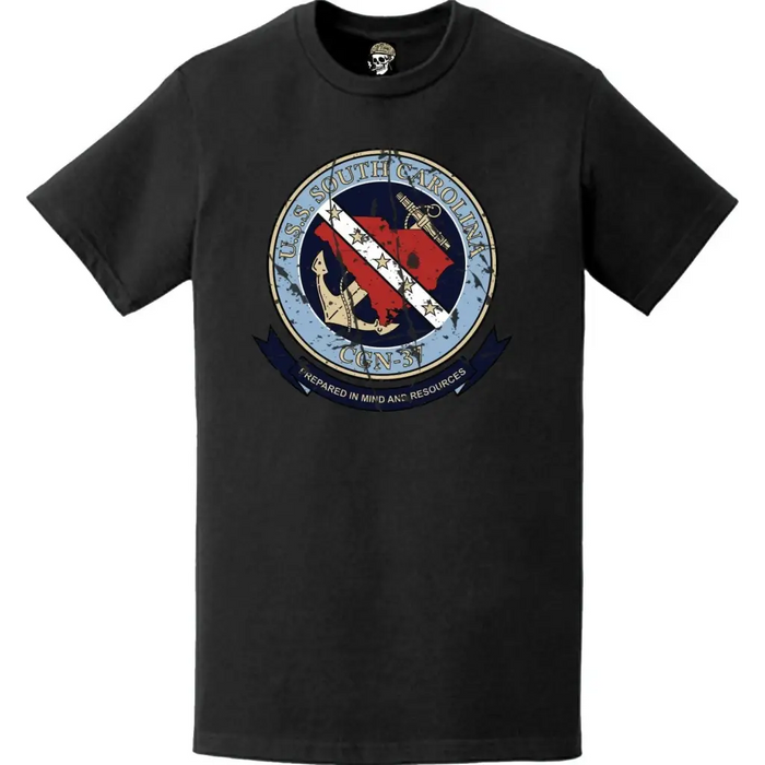 Distressed USS South Carolina (CGN-37) Ship's Crest Logo T-Shirt Tactically Acquired   