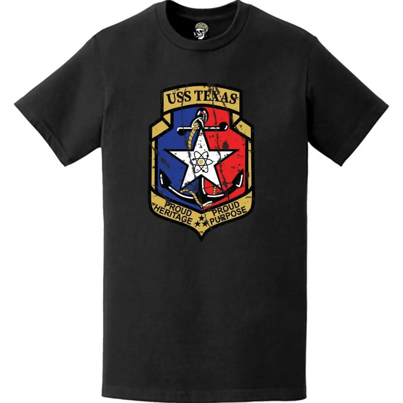 Distressed USS Texas (CGN-39) Ship's Crest Logo T-Shirt