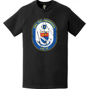 Distressed USS Ticonderoga (CG-47) Ship's Crest Logo T-Shirt Tactically Acquired   