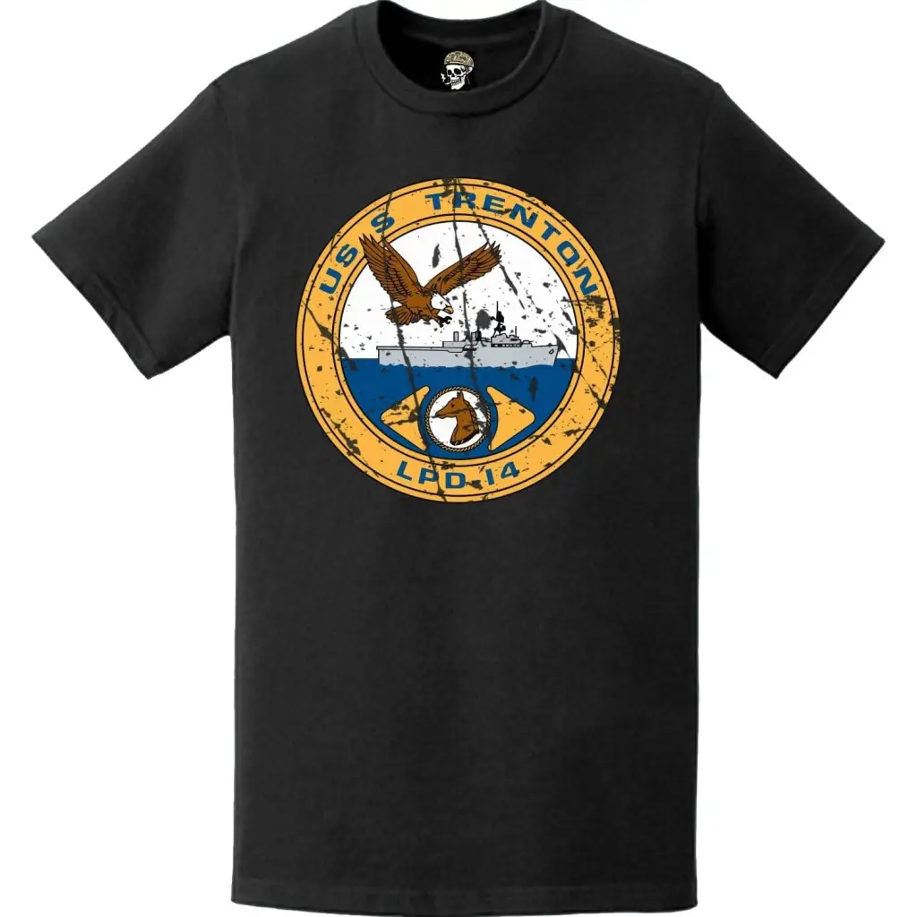 Distressed USS Trenton (LPD-14) Ship's Crest Emblem T-Shirt Tactically Acquired   