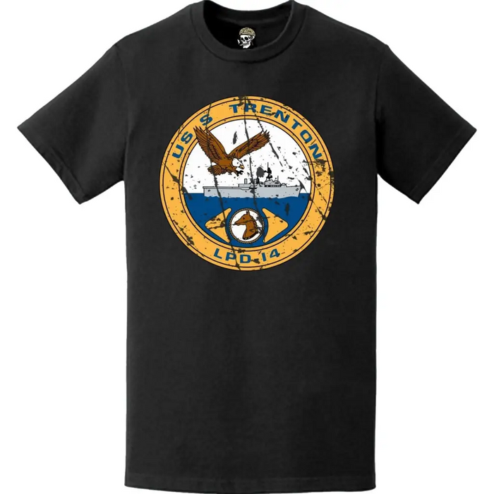 Distressed USS Trenton (LPD-14) Ship's Crest Emblem T-Shirt Tactically Acquired   