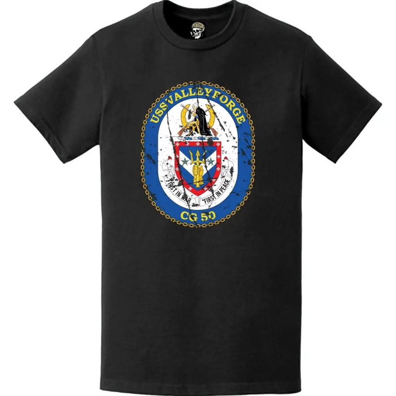 Distressed USS Valley Forge (CG-50) Ship's Crest Logo T-Shirt