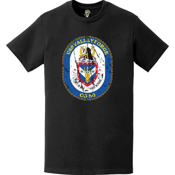 Distressed USS Valley Forge (CG-50) Ship's Crest Logo T-Shirt Tactically Acquired   