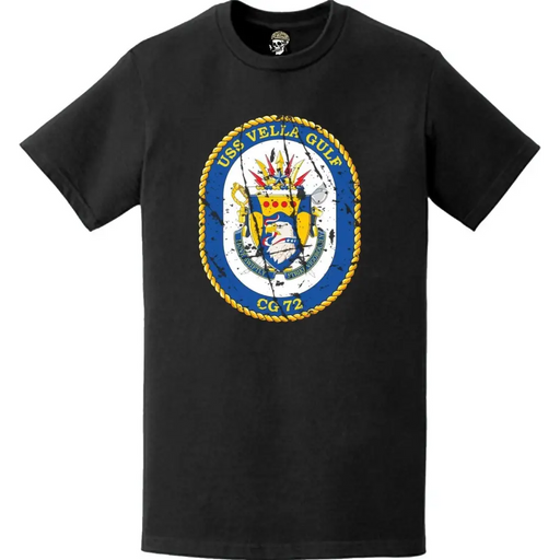 Distressed USS Vella Gulf (CG-72) Ship's Crest Logo T-Shirt Tactically Acquired   
