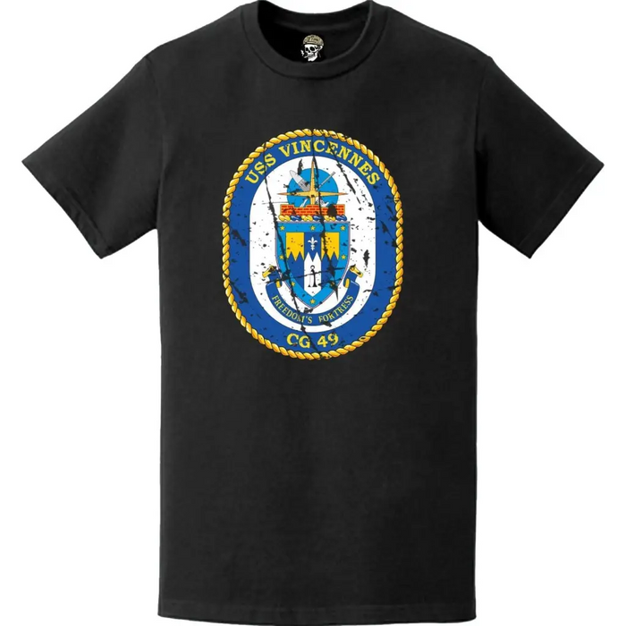 Distressed USS Vincennes (CG-49) Ship's Crest Logo T-Shirt Tactically Acquired   