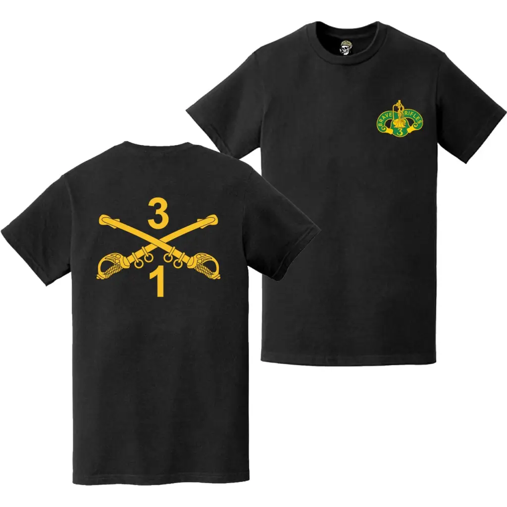 Double-Sided 1-3 Cavalry Regiment Sabers T-Shirt Tactically Acquired   