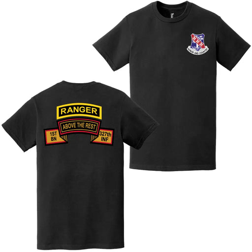 Double Sided 1-327 Infantry Regiment Ranger Tab T-Shirt Tactically Acquired   