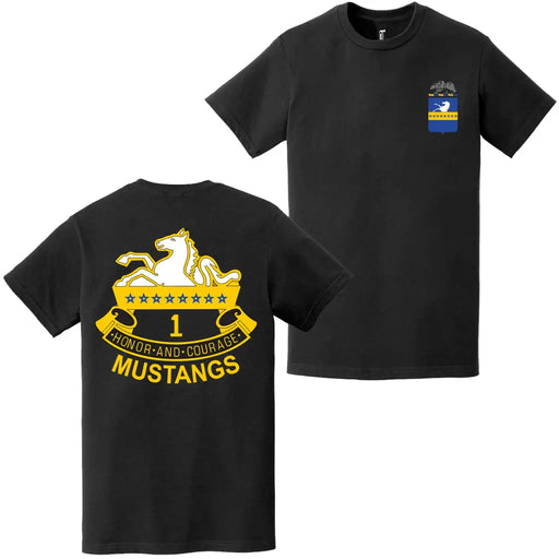 Double-Sided 1-8 CAV Regiment "Mustangs" Logo T-Shirt Tactically Acquired   