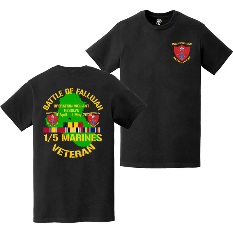 Double-Sided 1/5 Marines Operation Vigilant Resolve Veteran T-Shirt