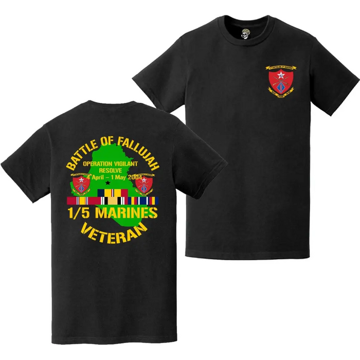 Double-Sided 1/5 Marines Operation Vigilant Resolve Veteran T-Shirt Tactically Acquired   