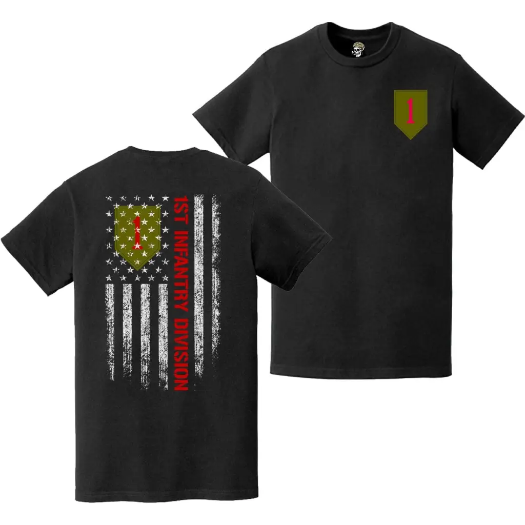 Double-Sided 1st Infantry Division American Flag T-Shirt Tactically Acquired   