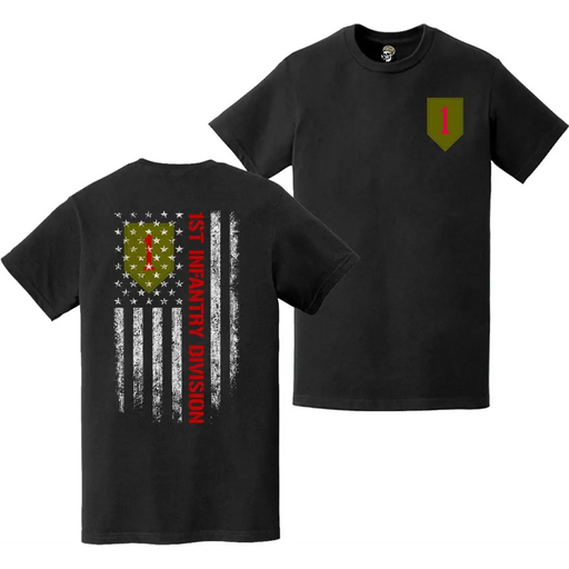 Double-Sided 1st Infantry Division American Flag T-Shirt Tactically Acquired   