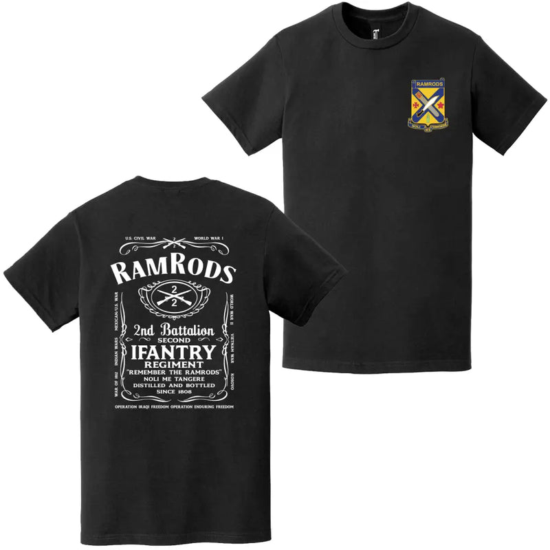 Double-Sided 2-2 Infantry "Ramrods" Legacy Whiskey Label T-Shirt