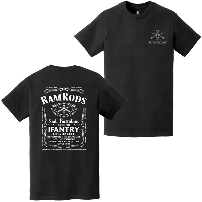 Double-Sided 2-2 Infantry Regiment "Ramrods" Whiskey Label T-Shirt Tactically Acquired   