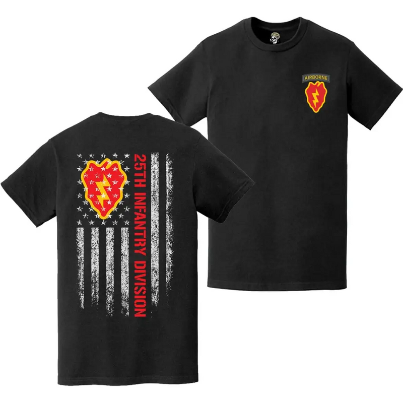 Double-Sided 25th Infantry Division American Flag Airborne Tab T-Shirt