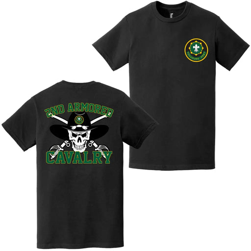 Double-Sided 2nd Armored Cavalry Regiment Saber Skull T-Shirt Tactically Acquired   