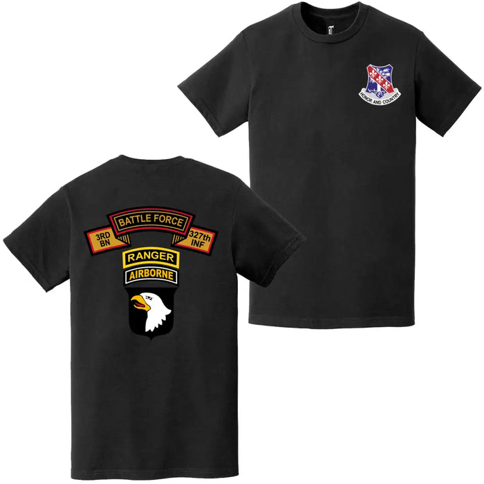 Double-Sided 3-327 'Battle Force' 101st Airborne Ranger Tab T-Shirt Tactically Acquired   