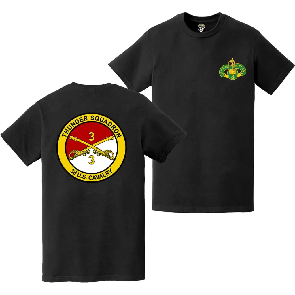 Double-Sided 3rd Squadron 3rd Cavalry Regiment (3-3 CAV) "Thunder" T-Shirt Tactically Acquired   