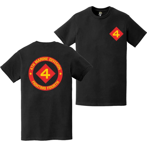 Double-Sided 4th MARDIV Fighting Fourth Motto T-Shirt Tactically Acquired   
