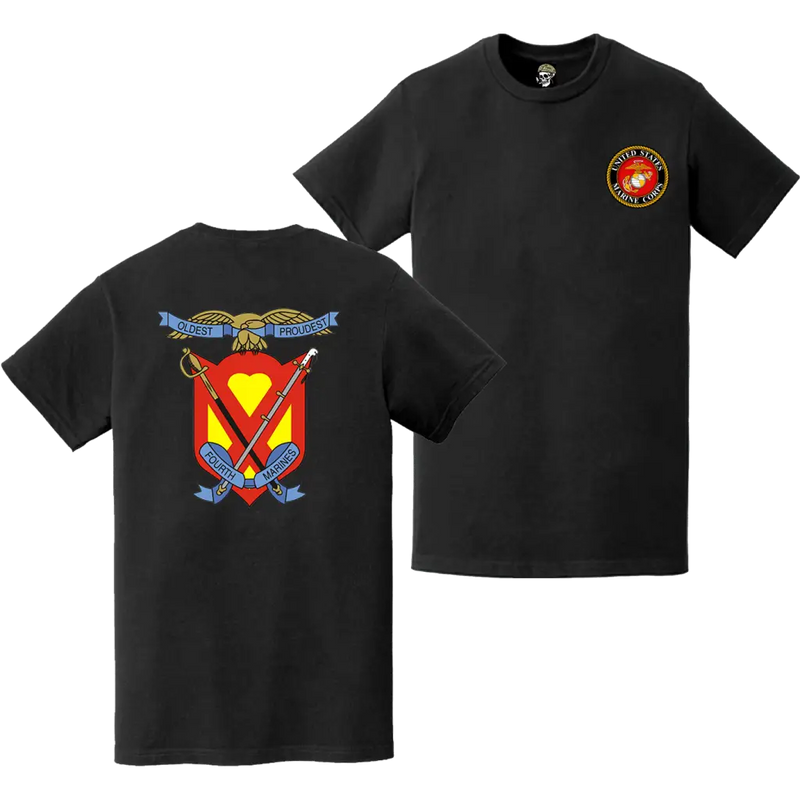 Double-Sided 4th Marine Regiment Logo Emblem T-Shirt