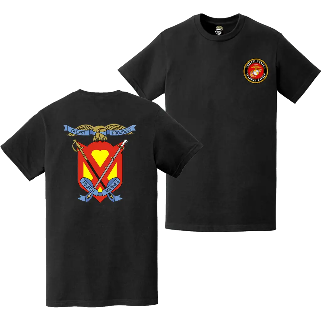 Double-Sided 4th Marine Regiment Logo Emblem T-Shirt Tactically Acquired   