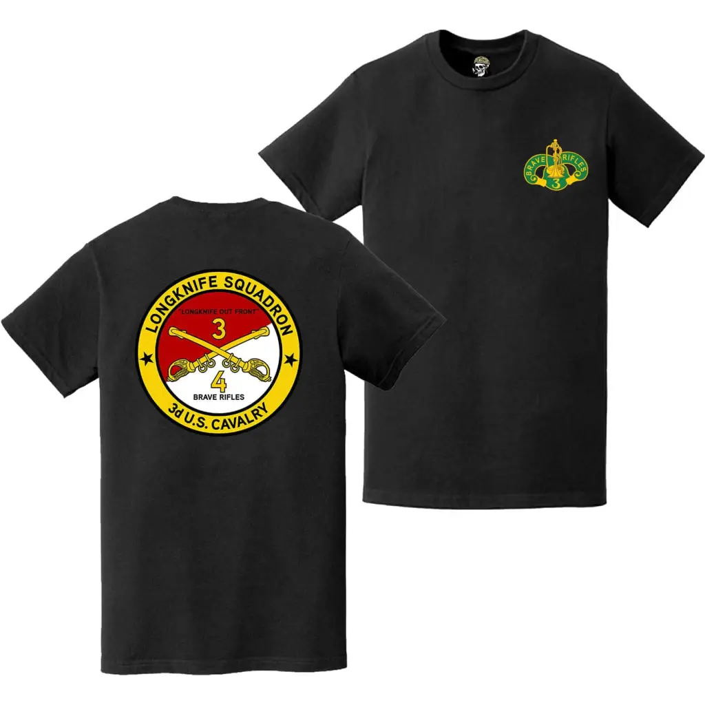 Double-Sided 4th Squadron 3rd Cavalry Regiment (4-3 CAV) "Longknife" T-Shirt Tactically Acquired   