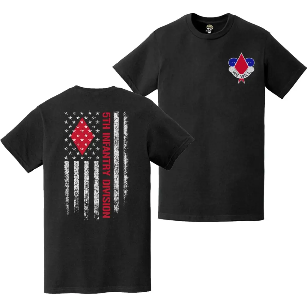 Double-Sided 5th Infantry Division American Flag T-Shirt Tactically Acquired   