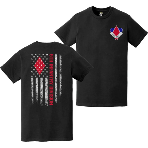 Double-Sided 5th Infantry Division American Flag T-Shirt Tactically Acquired   