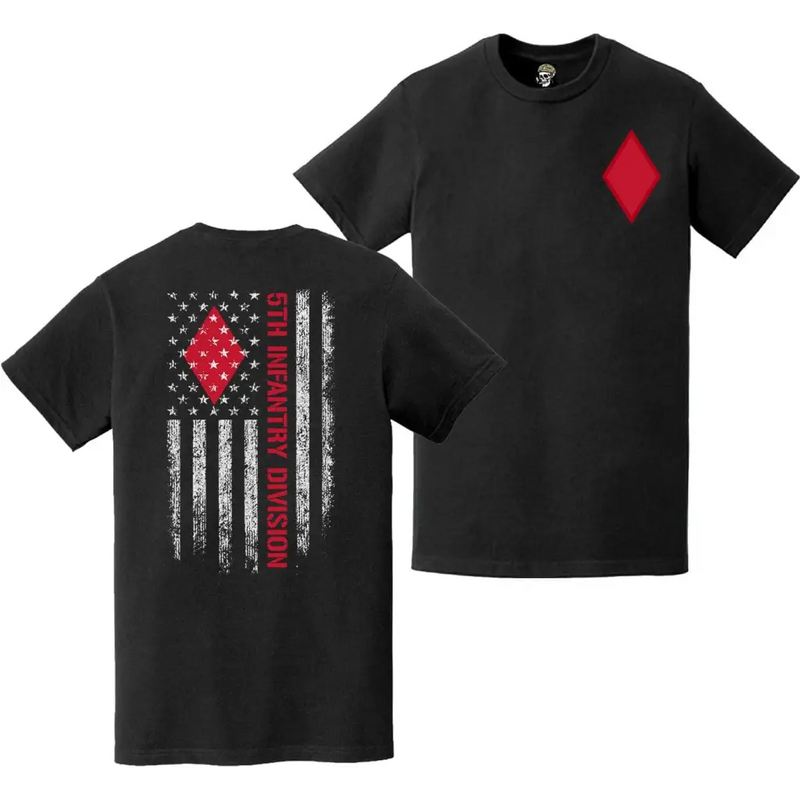 Double-Sided 5th Infantry Division SSI American Flag T-Shirt