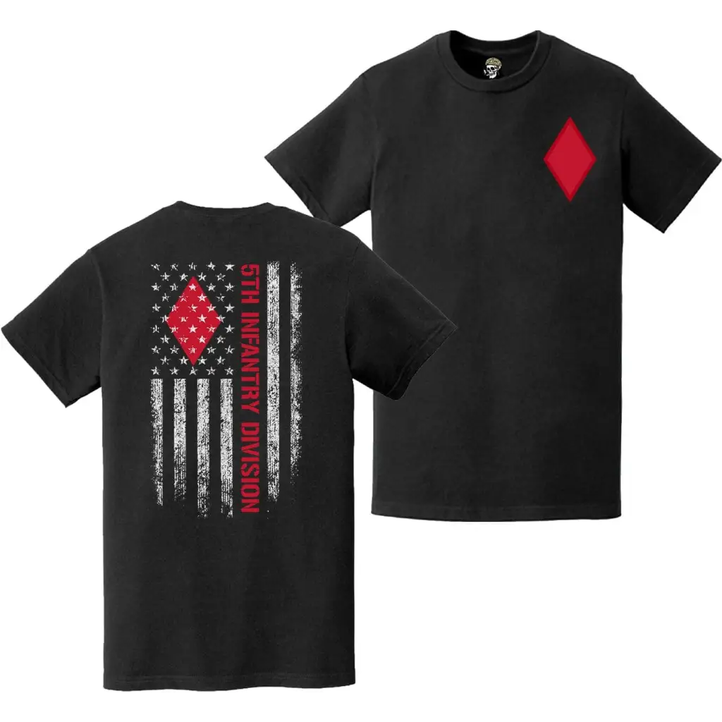Double-Sided 5th Infantry Division SSI American Flag T-Shirt Tactically Acquired   