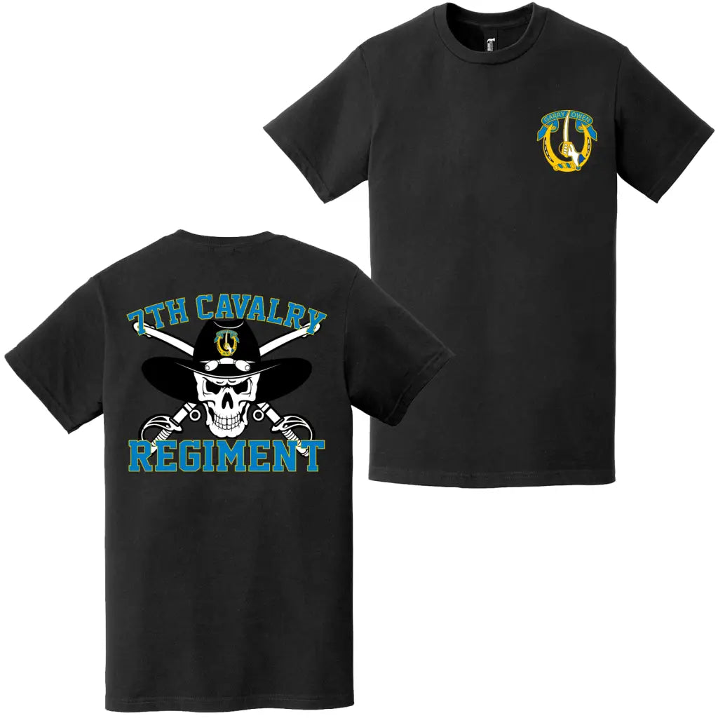 Double-Sided 7th Cavalry Regiment Saber Skull T-Shirt Tactically Acquired   