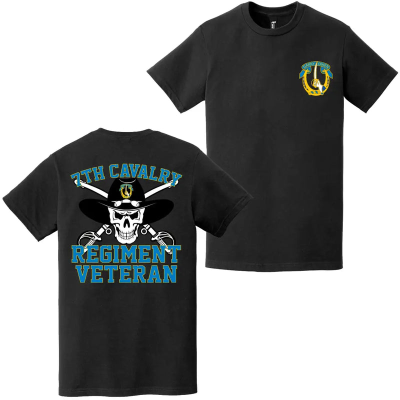 Double-Sided 7th Cavalry Regiment Veteran Saber Skull T-Shirt
