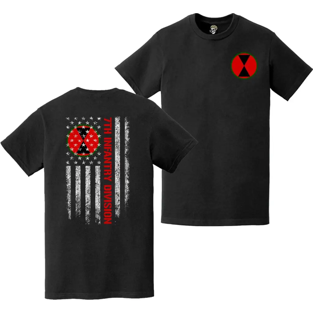 Double-Sided 7th Infantry Division American Flag T-Shirt Tactically Acquired   