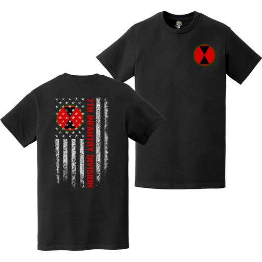 Double-Sided 7th Infantry Division American Flag T-Shirt Tactically Acquired   