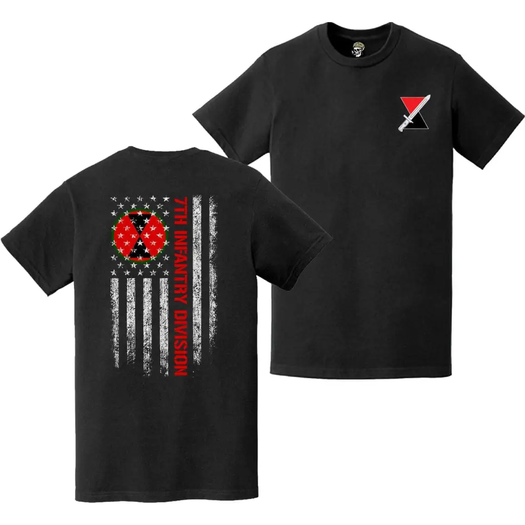 Double-Sided 7th Infantry Division (7th ID) American Flag T-Shirt Tactically Acquired   