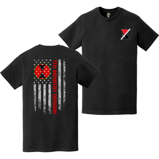 Double-Sided 7th Infantry Division (7th ID) American Flag T-Shirt Tactically Acquired   
