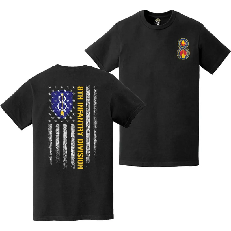 Double-Sided 8th Infantry Division DUI American Flag T-Shirt
