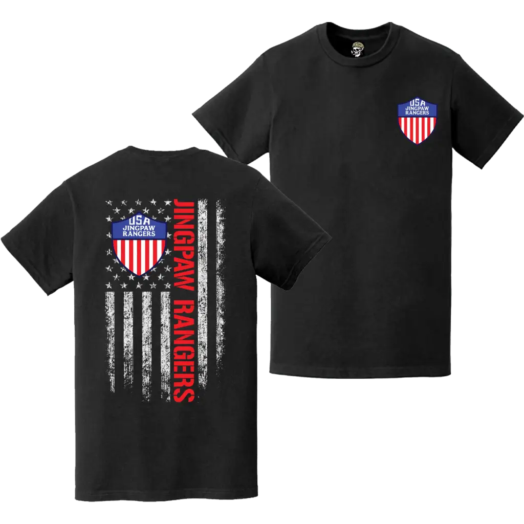 Double-Sided Jingpaw Rangers OSS Det 101 American Flag T-Shirt Tactically Acquired   