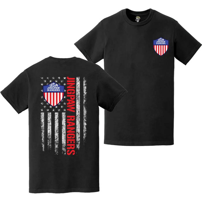 Double-Sided Jingpaw Rangers OSS Det 101 American Flag T-Shirt Tactically Acquired   