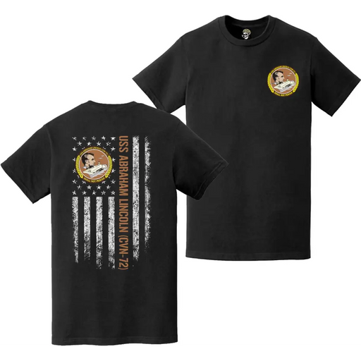 Double-Sided USS Abraham Lincoln (CVN-72) American Flag T-Shirt Tactically Acquired   