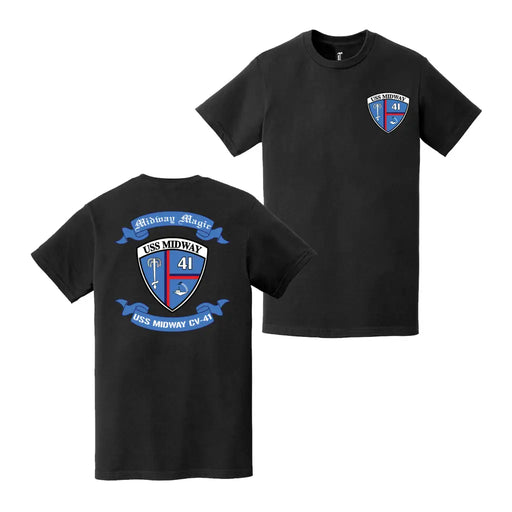 Double-Sided USS Midway (CV-41) Scroll Emblem T-Shirt Tactically Acquired   