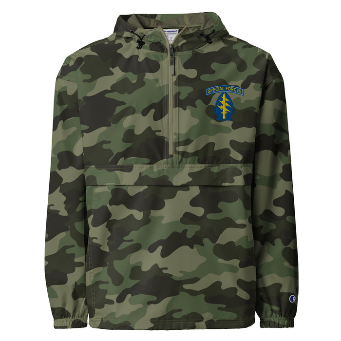 U.S. Army Special Forces Embroidered Champion® Packable Jacket Tactically Acquired Olive Green Camo S 