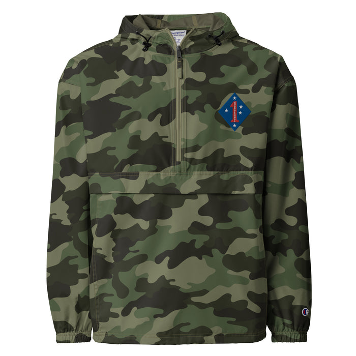 1st Marine Division Embroidered Champion® Packable Jacket Tactically Acquired Olive Green Camo S 