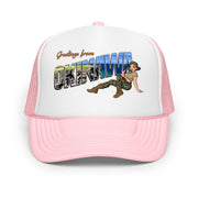Greetings From Okinawa Foam Trucker Hat Tactically Acquired Light Pink / White / Light Pink
