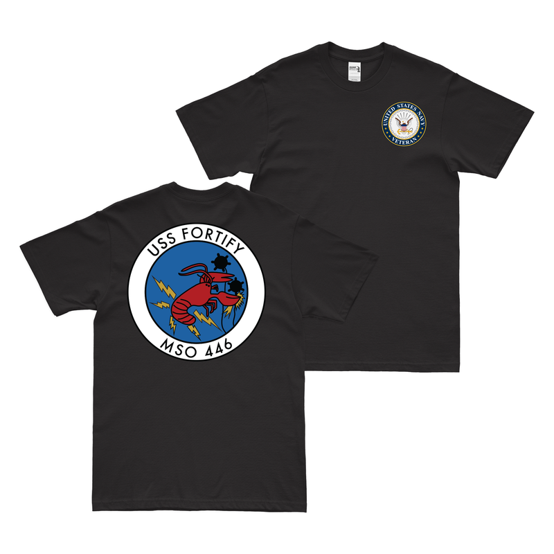 Double-Sided USS Fortify (MSO-446) Navy Veteran T-Shirt