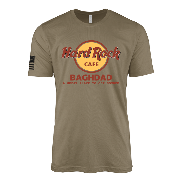 Vintage Hard Rock Cafe Baghdad T-Shirt Tactically Acquired Coyote Brown Small