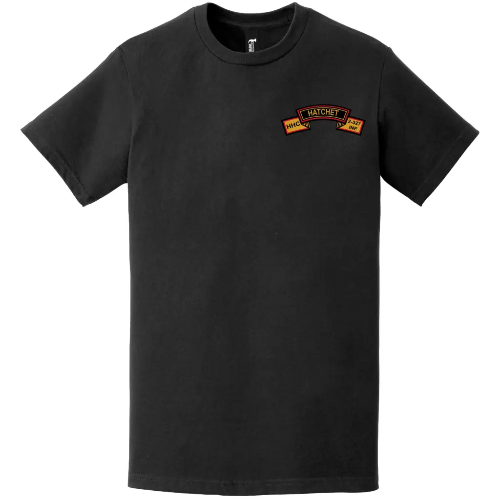HHC 2-327 Infantry Regiment "Hatchet" Left Chest T-Shirt Tactically Acquired   