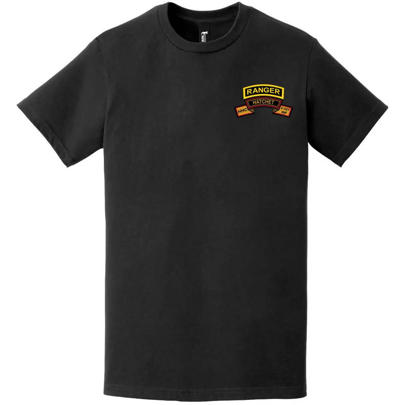HHC 2-327 Infantry Regiment Ranger Tab Left Chest T-Shirt