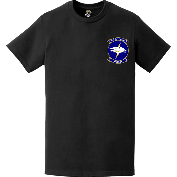 HSM-75 "Wolfpack" Left Chest Logo Emblem Crest T-Shirt Tactically Acquired   