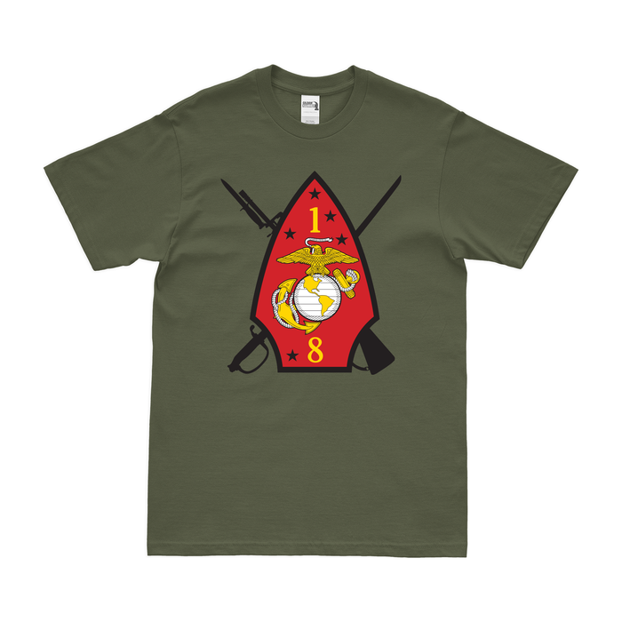 1st Battalion, 8th Marines (1/8 Marines) Logo T-Shirt Tactically Acquired Small Military Green 